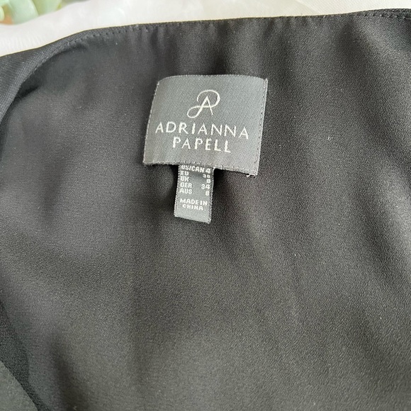 ADRIANNA PAPELL Womens Black sheer Lined Pull-on Draped Asymmetrical Hem Dress 4 - Picture 5 of 10